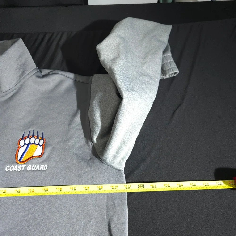 Adidas Coast Guard Academy Pullover Men L Grey 1/4 Zip Fleece Pouch 15582